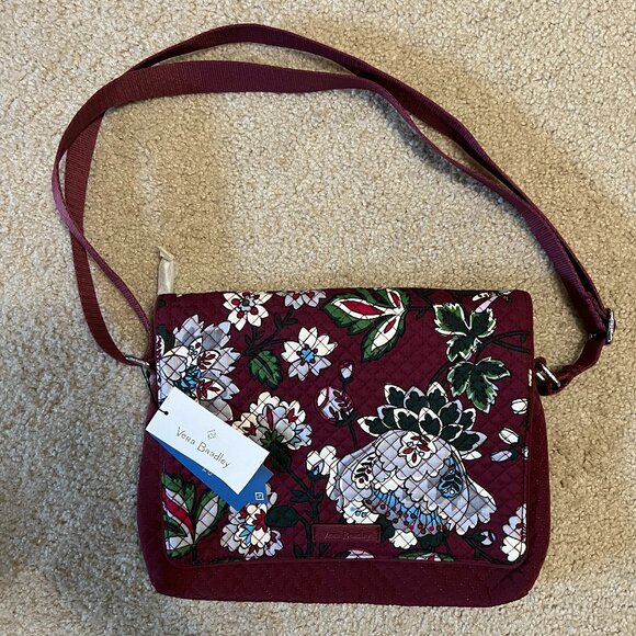 Vera Bradley Iconic Turnabout Crossbody, Bordeaux Blooms - Picture 1 of 9